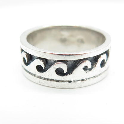 925 Sterling Silver Vintage Water Pattern Band Ring Size 6.5