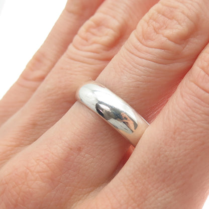 925 Sterling Silver Vintage Mexico Classic Wedding Band Ring Size 10.25