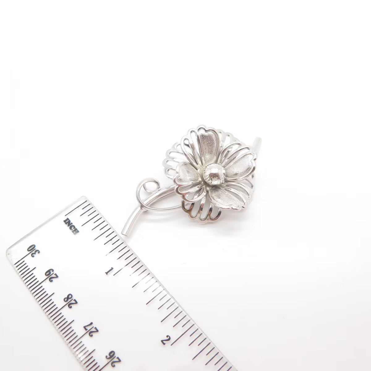 925 Sterling Silver Vintage Forstner Floral Pin Brooch