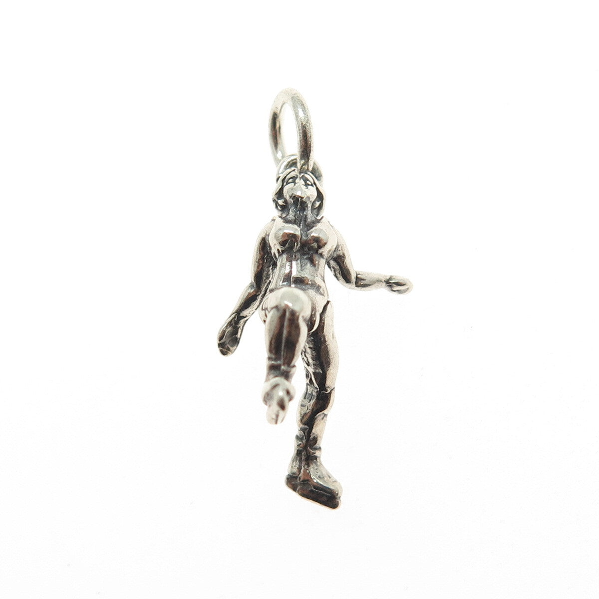 SHUBE 925 Sterling Silver Vintage Figure Skater Oxidized Minimalist Pendant