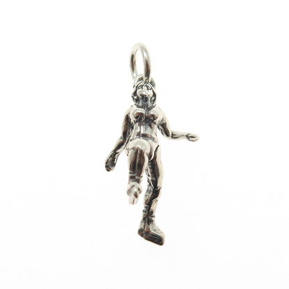 SHUBE 925 Sterling Silver Vintage Figure Skater Oxidized Minimalist Pendant