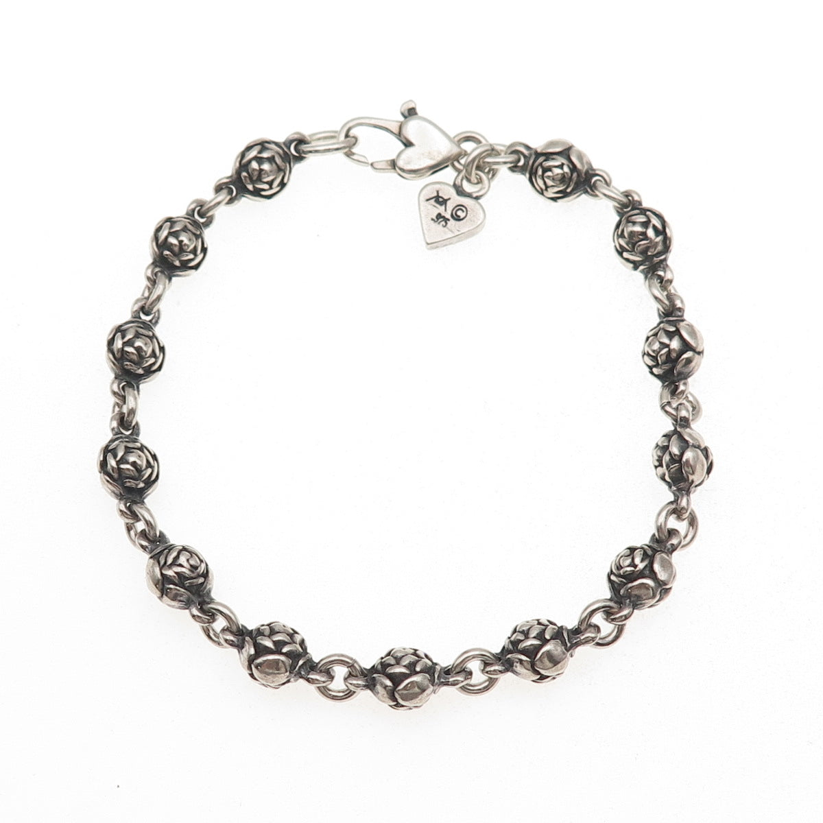 Mary Kay Donnelly 925 Sterling Silver Vintage Rosebud Link Bracelet 6.75"