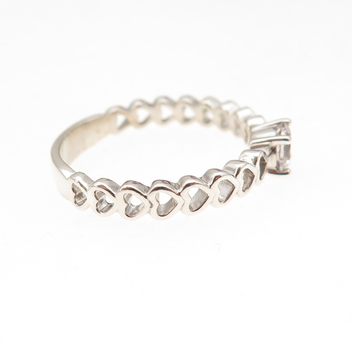 925 Sterling Silver Round-Cut C Z Heart Promise Ring Size 9