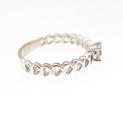 925 Sterling Silver Round-Cut C Z Heart Promise Ring Size 9