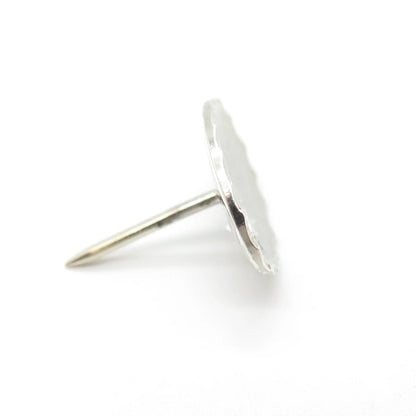 925 Sterling Silver Vintage Theda Round-Cut C Z Textured Oval Pin