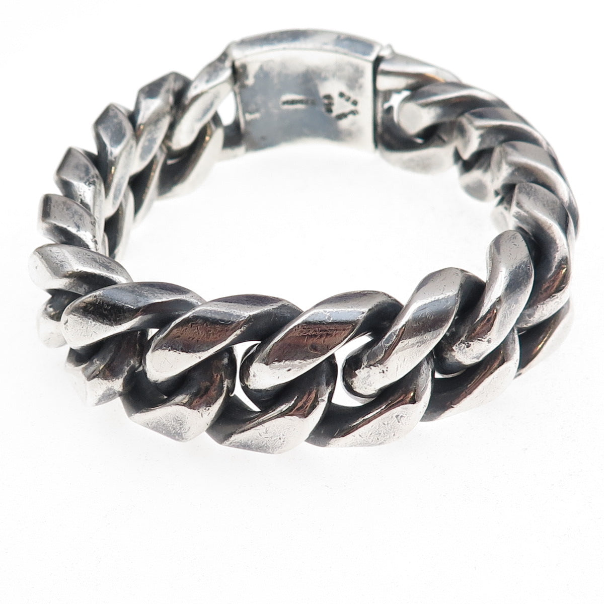 925 Sterling Silver Vintage Mexico Heavy 261.0g Cuban Link Bracelet 8.5"
