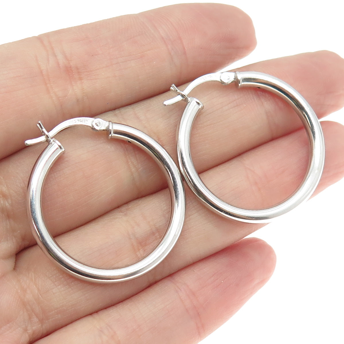 925 Sterling Silver Tube Hoop Earrings