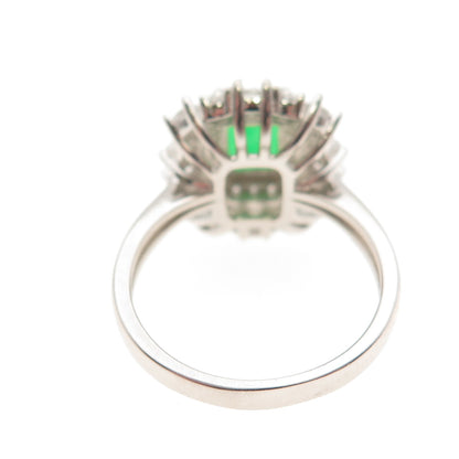 DSMK 925 Sterling Silver Green & White C Z Bohemian Ring Size 7