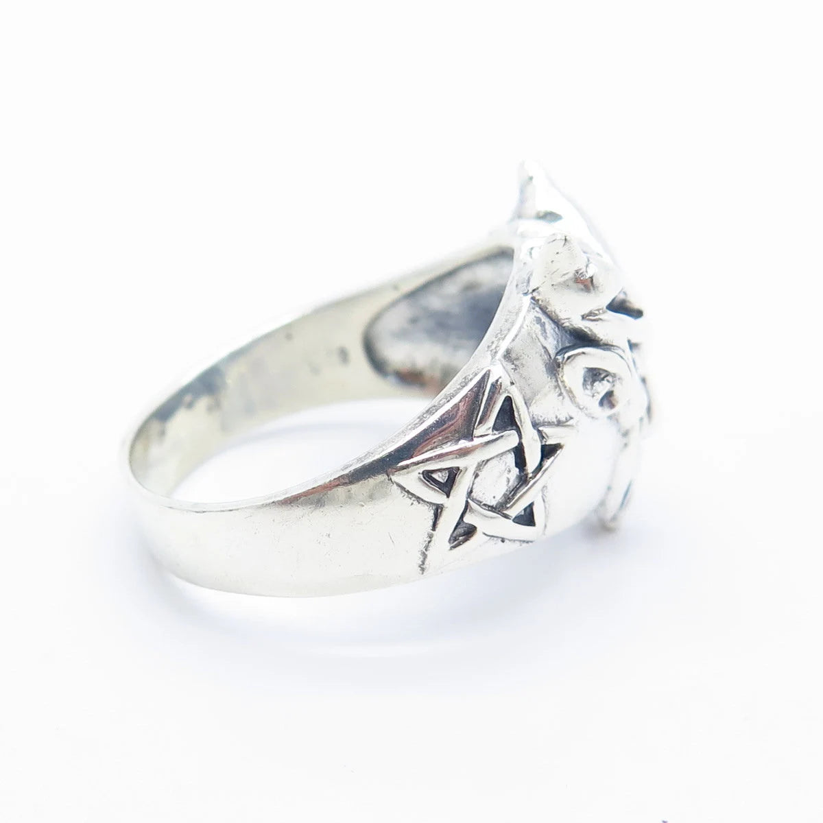 925 Sterling Silver Vintage Tribal Mask Ring Size 11.75