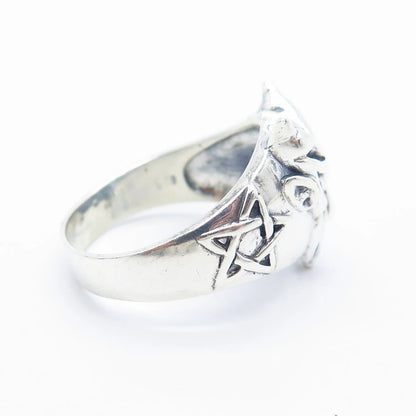 925 Sterling Silver Vintage Tribal Mask Ring Size 11.75