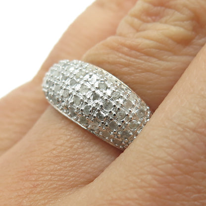 DEE BERKLEY JEWELRY 925 Sterling Silver 2-Tone Diamond Floral Ring Size 7.25