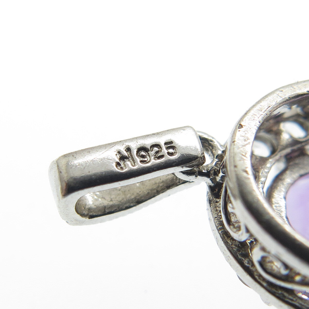 JH YOUNG 925 Sterling Silver Real Amethyst & White Topaz Minimalist Pendant