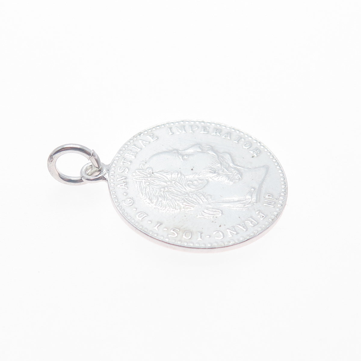 Antique 1915 Silver Austrian Empire 4 Ducats - Franz Joseph I Coin Pendant