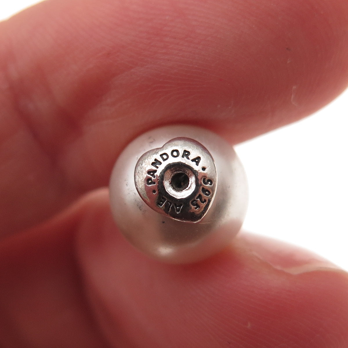 Pandora 925 Sterling Silver Faux Pearl Ball Stud Earrings