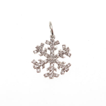 925 Sterling Silver Round-Cut C Z Snowflake Mini Charm Pendant