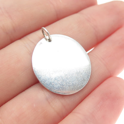 925 Sterling Silver Vintage Letter V Initial Round Tag Minimalist Charm Pendant