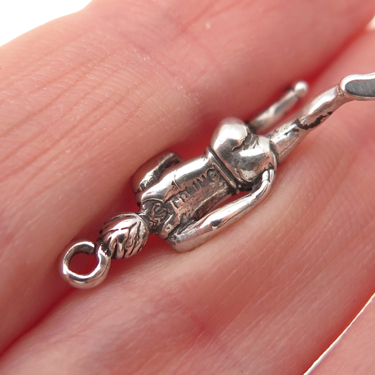 Sunwest 925 Sterling Silver Vintage Marathon Runner Oxidized 3D Charm Pendant