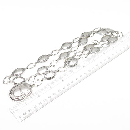 Old Pawn 925 Sterling Silver Vintage Southwestern Concho Chain Belt Necklace 34"