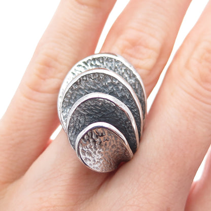 925 Sterling Silver Vintage Modernist Oxidized Ring Size 4.75