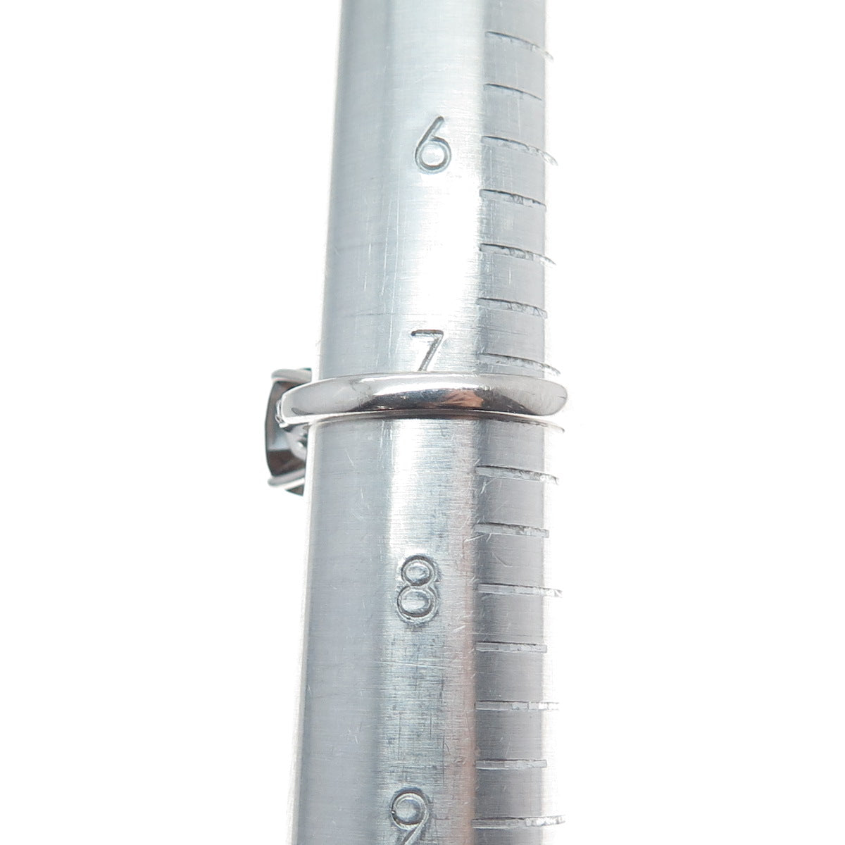 925 Sterling Silver Real Cushion-Cut Smoky Quartz & Black Spinel Ring Size 7.25