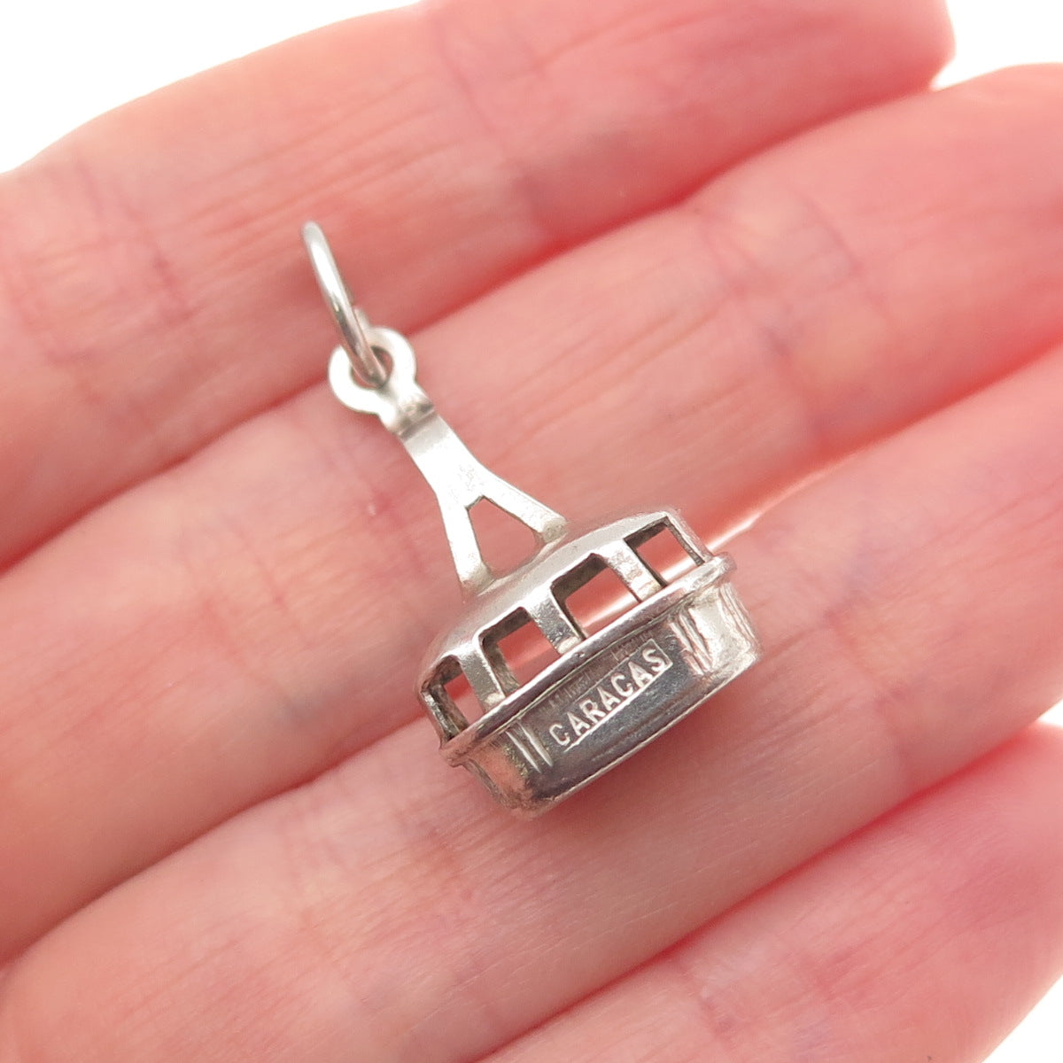 925 Sterling Silver Vintage Caracas Gondola 3D Mini Charm Pendant