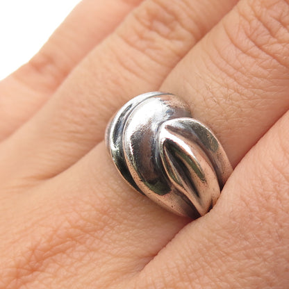 925 Sterling Silver Vintage Modernist Dome Oxidized Ring Size 7
