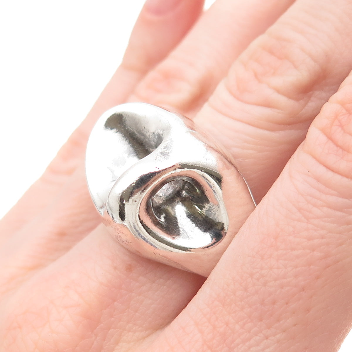 925 Sterling Silver Vintage Modernist Oxidized Ring Size 10.5