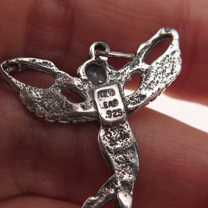 New Leaf 925 Sterling Silver Vintage Fairy Oxidized Charm Pendant