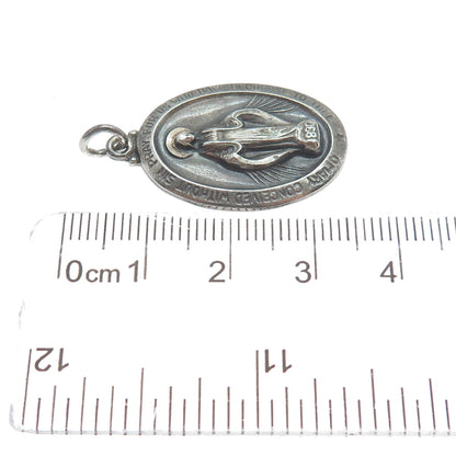 THEDA 925 Sterling Silver Antique Art Deco St. Mary Religious Pendant