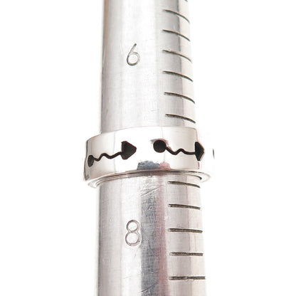 925 Sterling Silver Vintage Mexico Arrow Oxidized Band Ring Size 7.5