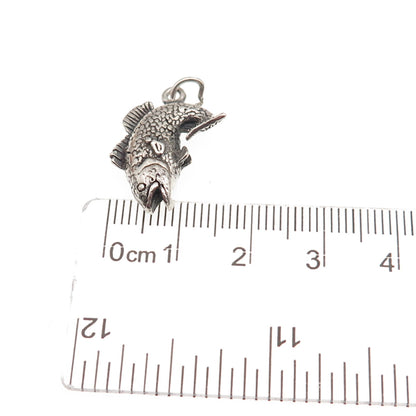 925 Sterling Silver Vintage Koi Fish Oxidized 3D Mini Charm Pendant