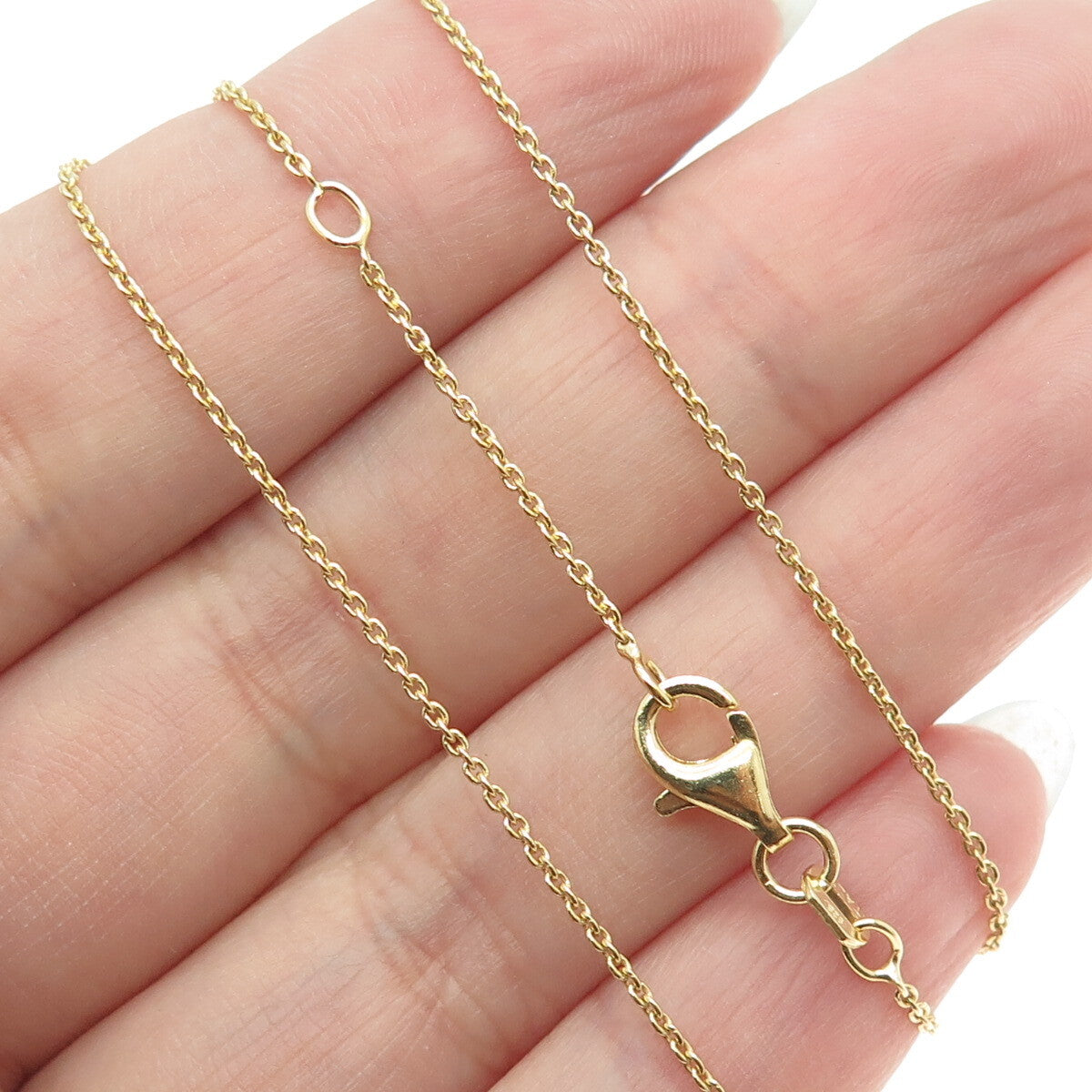 925 Sterling Silver Gold Plated Italy Cable Chain Necklace 16-17"