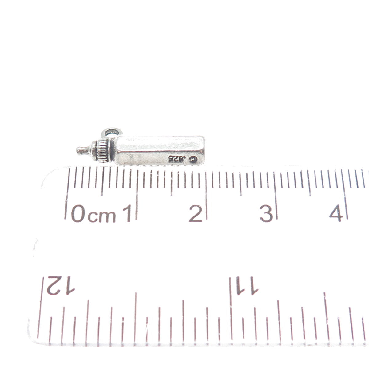 SUNWEST 925 Sterling Silver Vintage Baby Bottle Minimalist 3D Charm Pendant