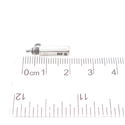 SUNWEST 925 Sterling Silver Vintage Baby Bottle Minimalist 3D Charm Pendant