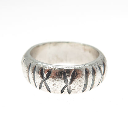 925 Sterling Silver Vintage Mexico XXII Oxidized Band Ring Size 7.25