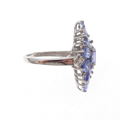Chuck Clemency 925 Sterling Silver Real Diamond & Tanzanite Ring Size 8