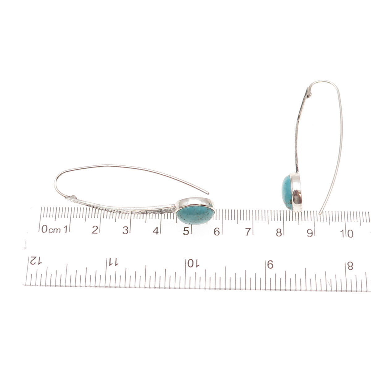 Silpada 925 Sterling Silver Vintage Real Turquoise Swan Dive Hammered Earrings