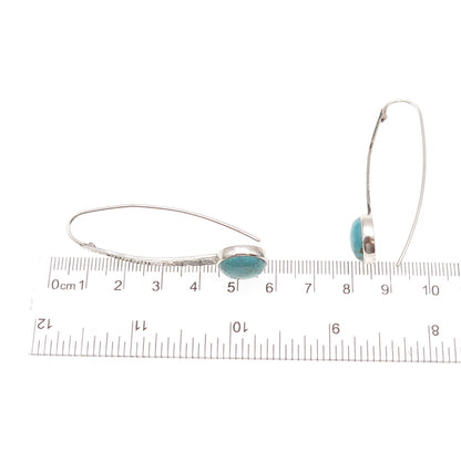 Silpada 925 Sterling Silver Vintage Real Turquoise Swan Dive Hammered Earrings