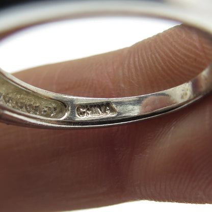 925 Sterling Silver Round & Pear-Cut C Z Engagement Ring Size 5.75
