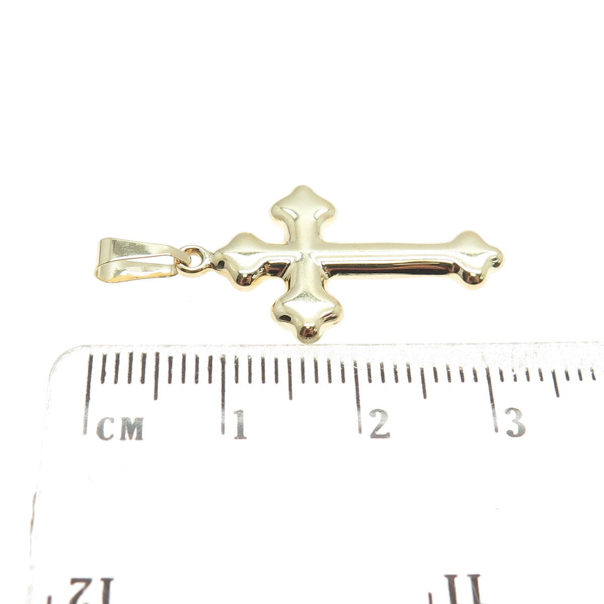 14K Yellow Gold Fleur de Lis Cross Religious Charm Pendant