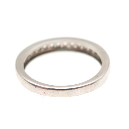925 Sterling Silver Real Round-Cut White Topaz Half Eternity Band Ring Size 5