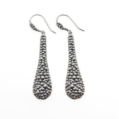 ZINA 925 Sterling Silver Vintage Modernist Beaded Oxidized Dangle Earrings