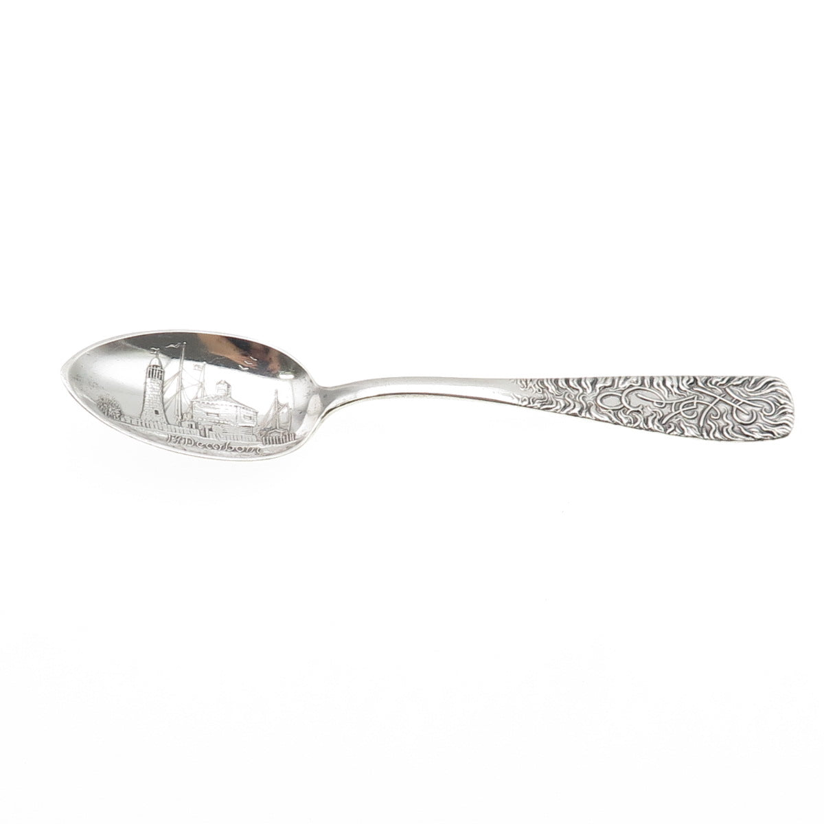 Wallace 925 Sterling Silver Antique Art Deco Fort Dearborn Chicago Coffee Spoon