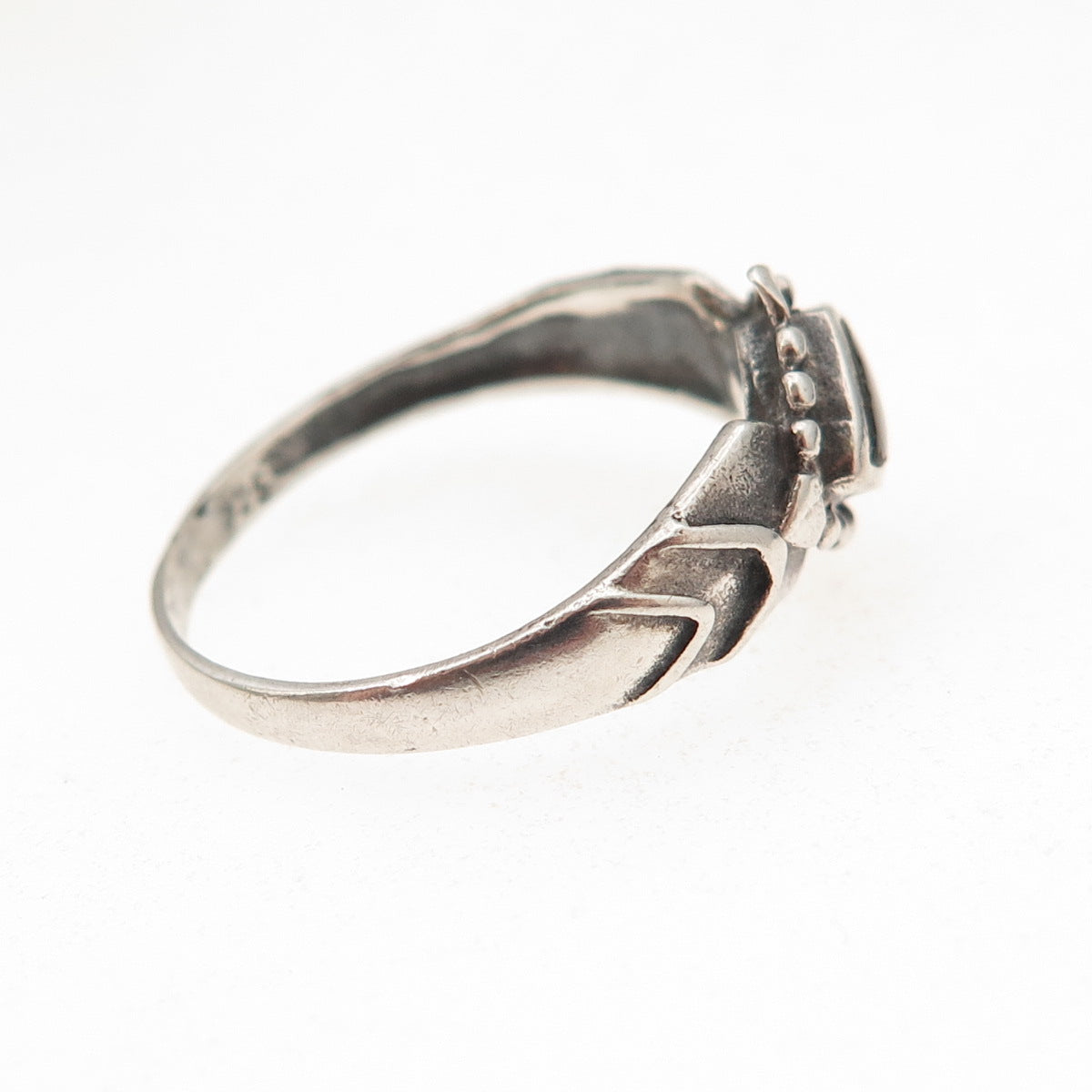 925 Sterling Silver Vintage Real Black Onyx Oxidized Ring Size 8.25
