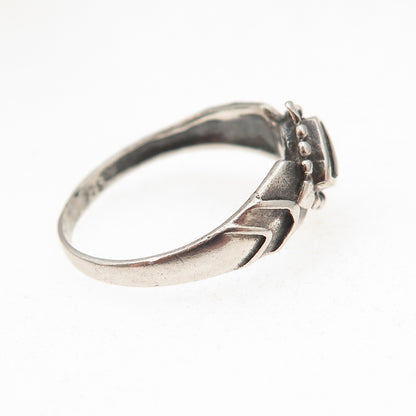 925 Sterling Silver Vintage Real Black Onyx Oxidized Ring Size 8.25