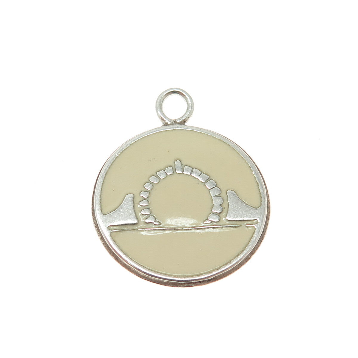 925 Sterling Silver Vintage Enamel Sunrise Minimalist Charm Pendant