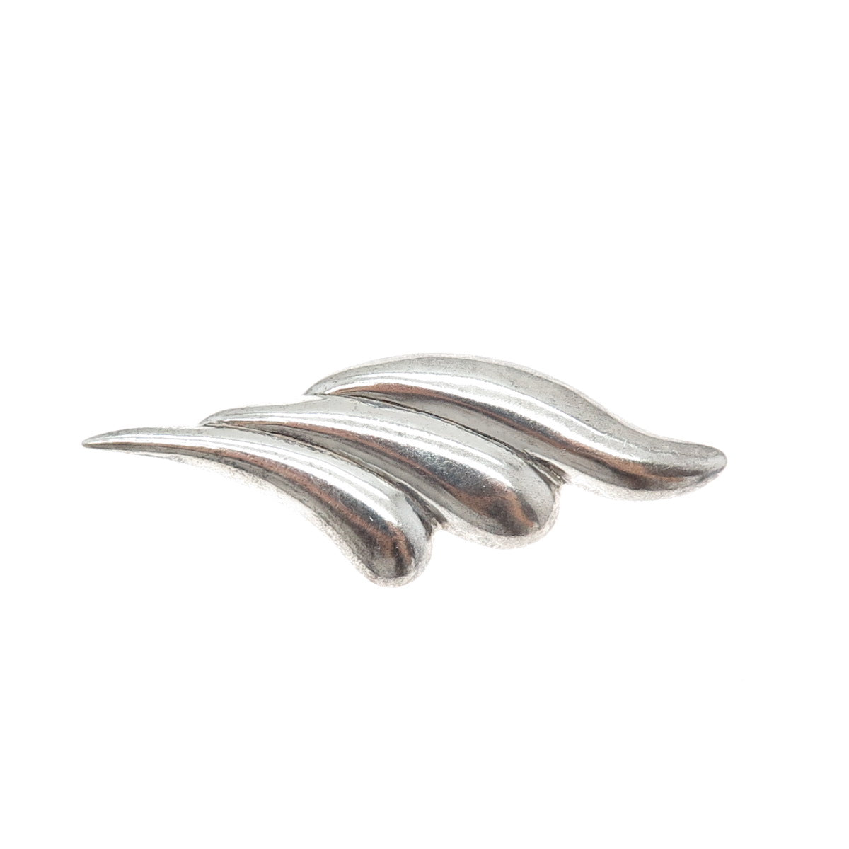 925 Sterling Silver Vintage Modernist Puffy Pin Brooch