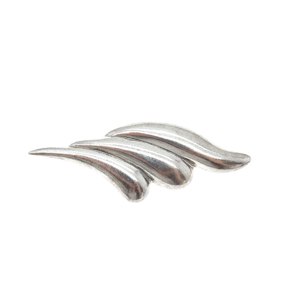 925 Sterling Silver Vintage Modernist Puffy Pin Brooch