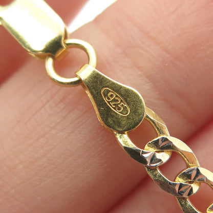 P. LUX 925 Sterling Silver 2-Tone Italy Curb Chain Necklace 20"