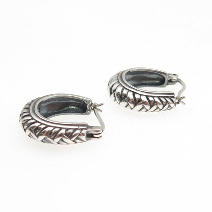 Sidney Evan 925 Sterling Silver Vintage Braided Oxidized Hoop Earrings
